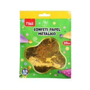 CONFETI PAPEL METÁLICO CORAZÓN DORADO 1.5 CM. 30 GR.