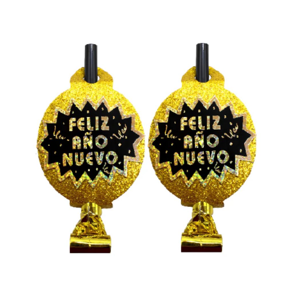 SET SILBATOS FELIZ AÑO NUEVO GLITTER 5 UNIDADES