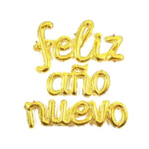 GLOBOS METÁLICOS FELIZ AÑO NUEVO DORADOS