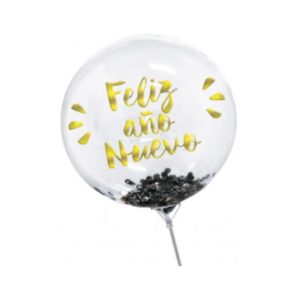 GLOBO BURBUJA STICKER DORADO FELIZ AÑO NUEVO