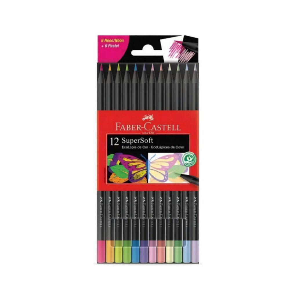 SET ECOLÁPICES SUPERSOFT NEON+PASTEL FABER CASTELL 12 PIEZAS