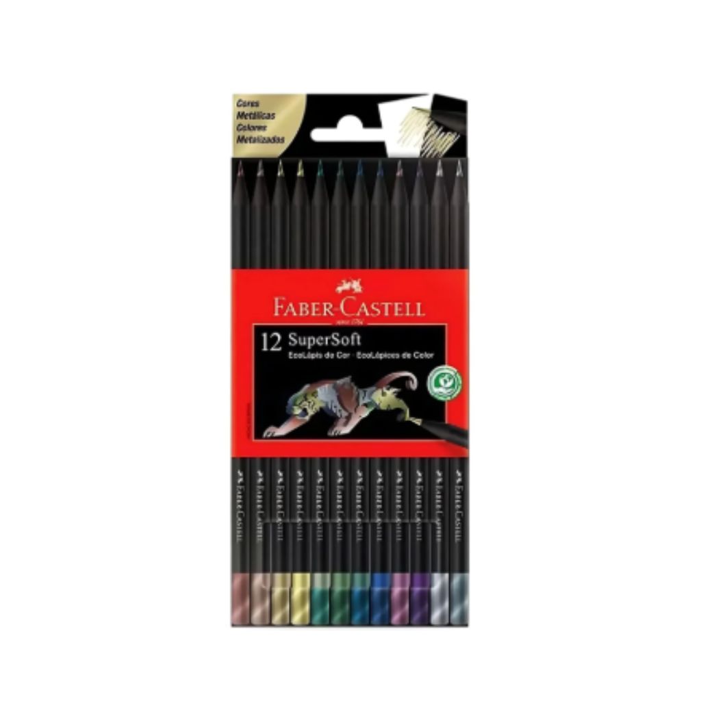 SET ECOLÁPICES SUPERSOFT METALIZADOS FABER CASTELL 12 PIEZAS