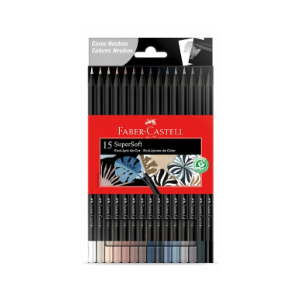 SET ECOLÁPICES SUPERSOFT COLORES NEUTROS FABER CASTELL 15 PIEZAS