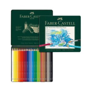 SET CAJA METAL LÁPICES ACUARELABLES FABER CASTELL 24 PIEZAS