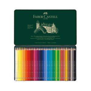 SET CAJA METAL LÁPICES ACUARELABLES FABER CASTELL 36 PIEZAS