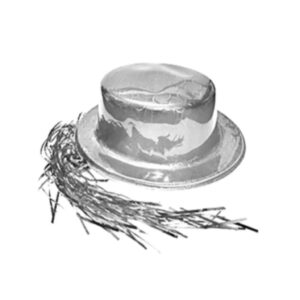 SOMBRERO CHAPLIN CUADRADO PLATA CON PELO