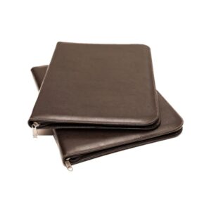 CARPETA KOURUS CUERO CARTA CON CIERRE NEGRO Y CAFÉ