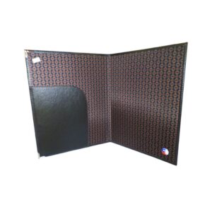 CARPETA KOURUS CUERO CON SOLAPA NEGRO Y CAFÉ