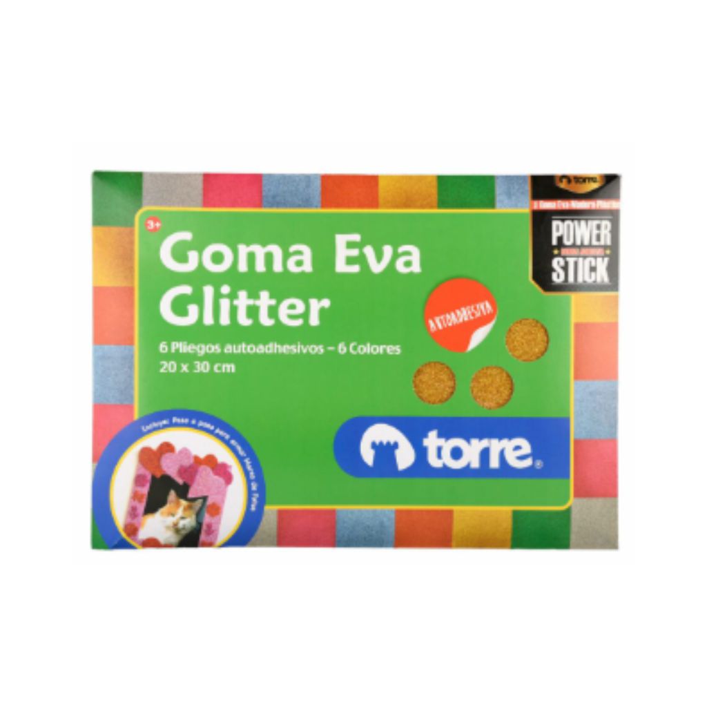 CARPETA GOMA EVA GLITTER ADHESIVA TORRE