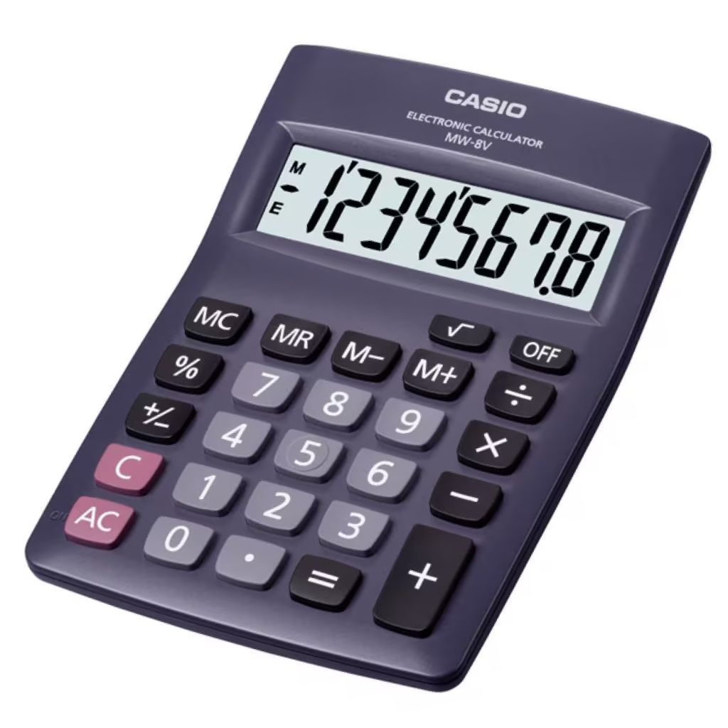 CALCULADORA CASIO MINI-ESCRITORIO 8 DÍGITOS MW-8V-BK (NEGRO)