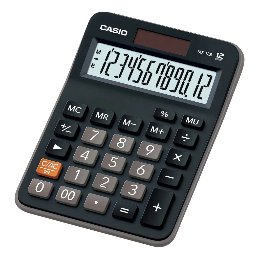 CALCULADORA CASIO MINI-ESCRITORIO 12 DÍGITOS MX-12B-BK (NEGRO)