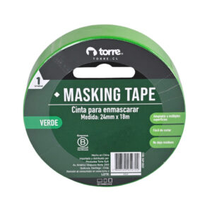 CINTA DE ENMASCARAR TORRE COLOR VERDE 24MM X 18MT