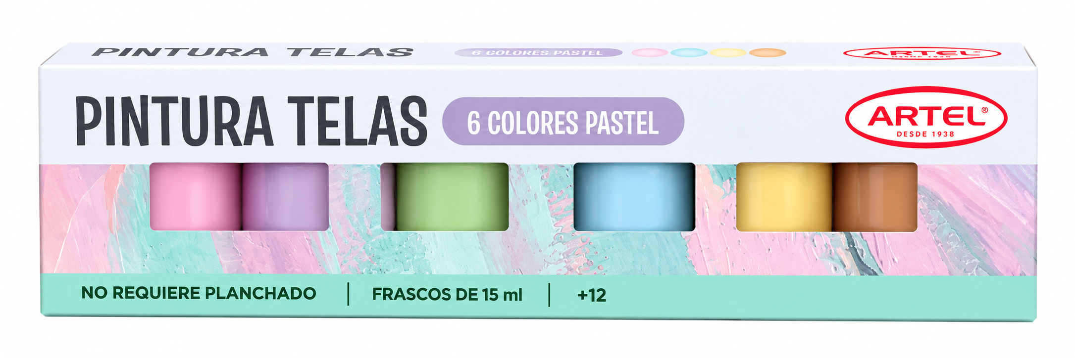 PINTURA TELAS ARTEL 6 COLORES EN TONALIDAD PASTEL